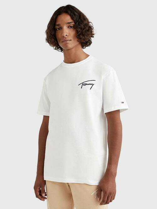 Tommy Jeans pánske biele tričko SIGNATURE