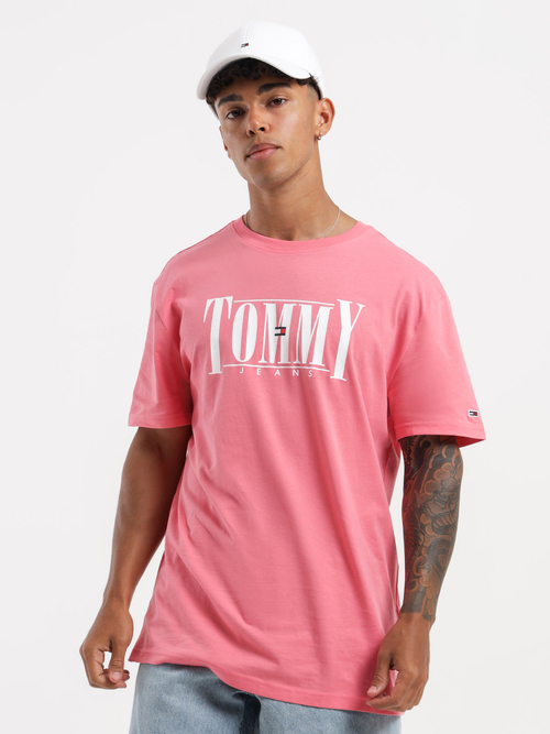 Tommy Jeans pánske ružové tričko
