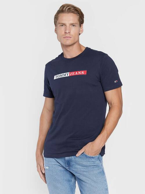 Tommy Jeans pánske tmavomodré tričko Essential