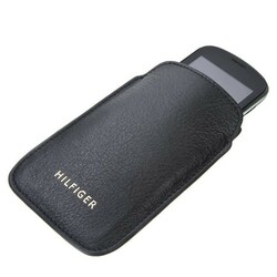Tommy Hilfiger čierny kožený obal na mobil Bea - OS (990BLAC)