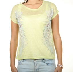 Pepe Jeans dámske zelenkavé tričko Angelina - XS (010ACID)