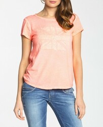 Pepe Jeans dámske neon coral tričko Auburn - XS (143NEON)