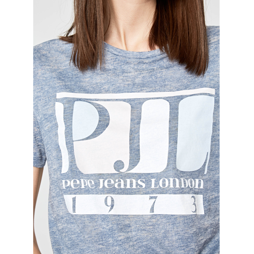 detail Pepe Jeans dámske modré tričko Agatha