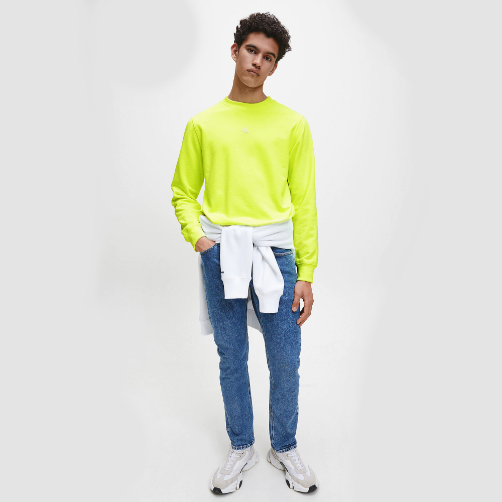 detail Calvin Klein pánska neónovo žltá mikina