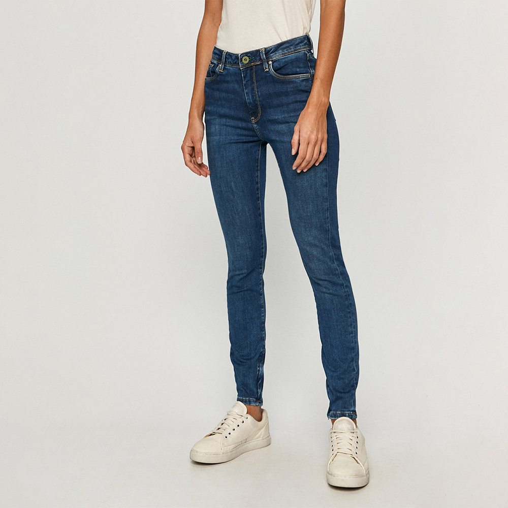 detail Pepe Jeans dámske modré džínsy Cher High.