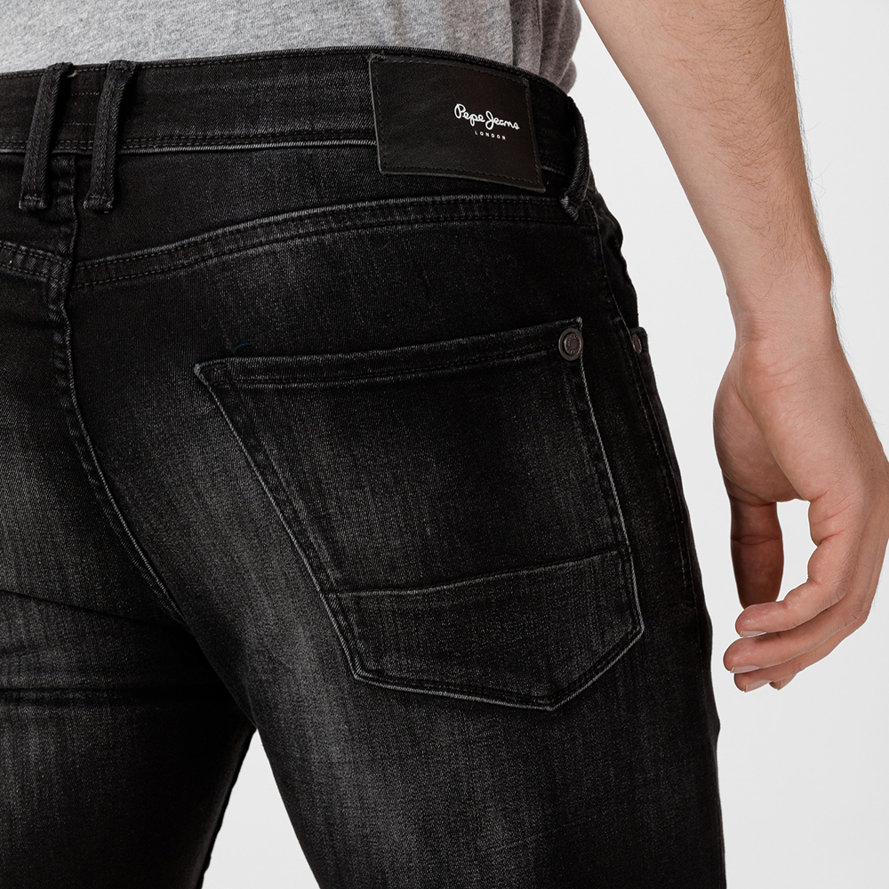 detail Pepe Jeans pánske čierne džínsy Finsbury