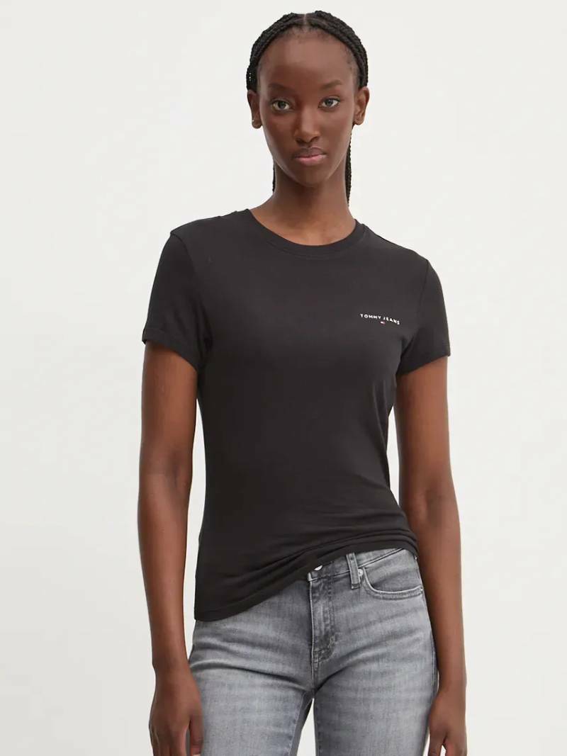 detail Tommy Jeans dámske čierne tričko
