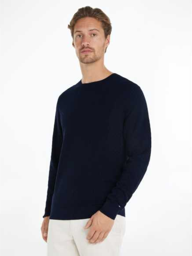 detail Tommy Hilfiger pánsky tmavomodrý sveter