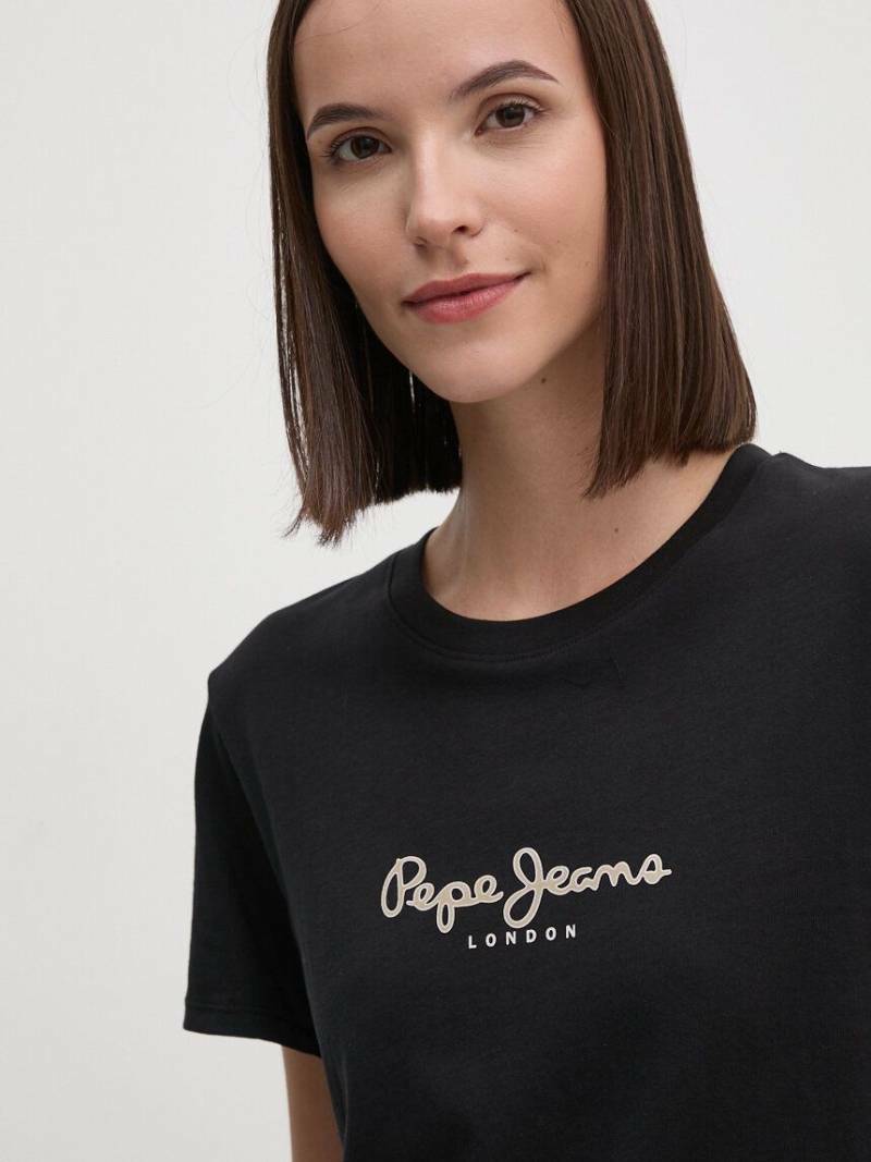 detail Pepe Jeans dámske čierne tričko 