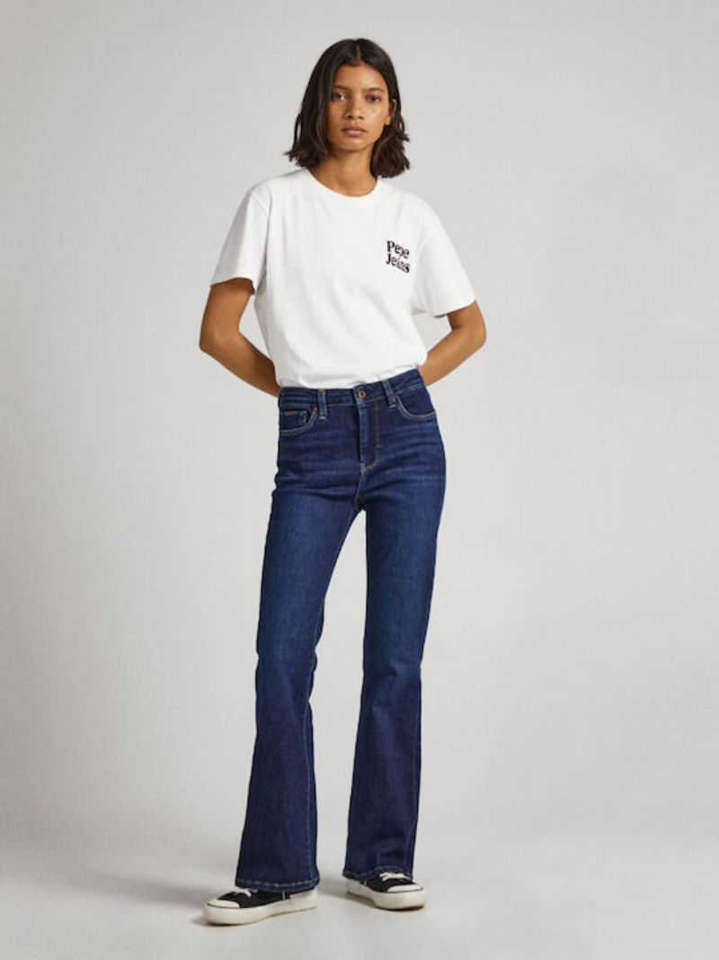detail Pepe Jeans dámske tmavo modré džínsy