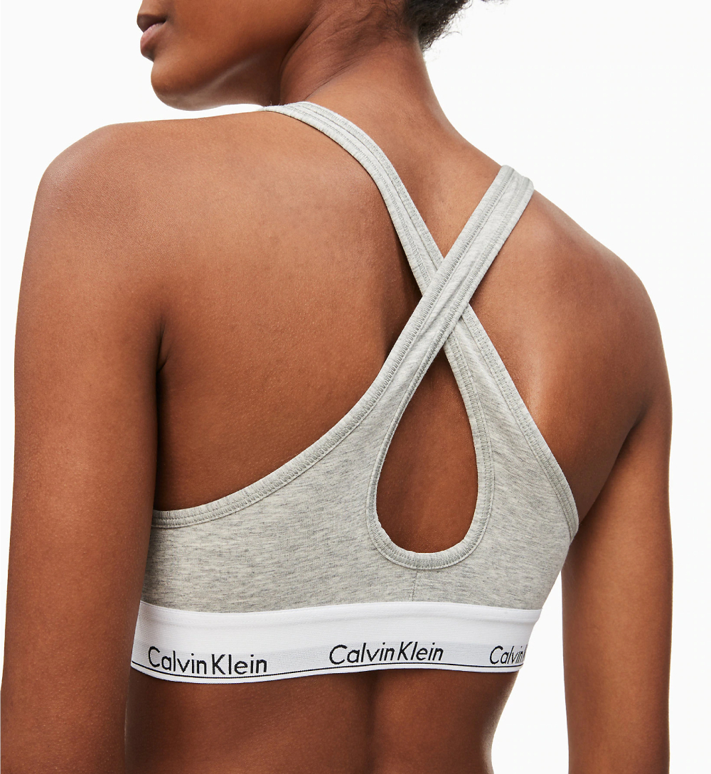 detail Calvin Klein dámska šedá podprsenka Bralette vo veľ. XS