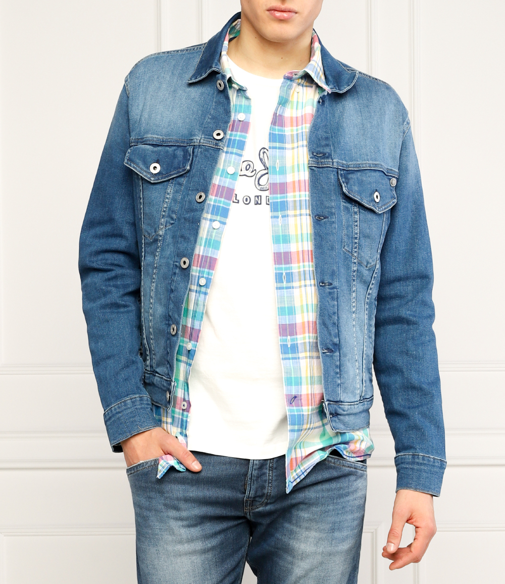 detail Pepe Jeans pánska džínsová modrá bunda Pinner