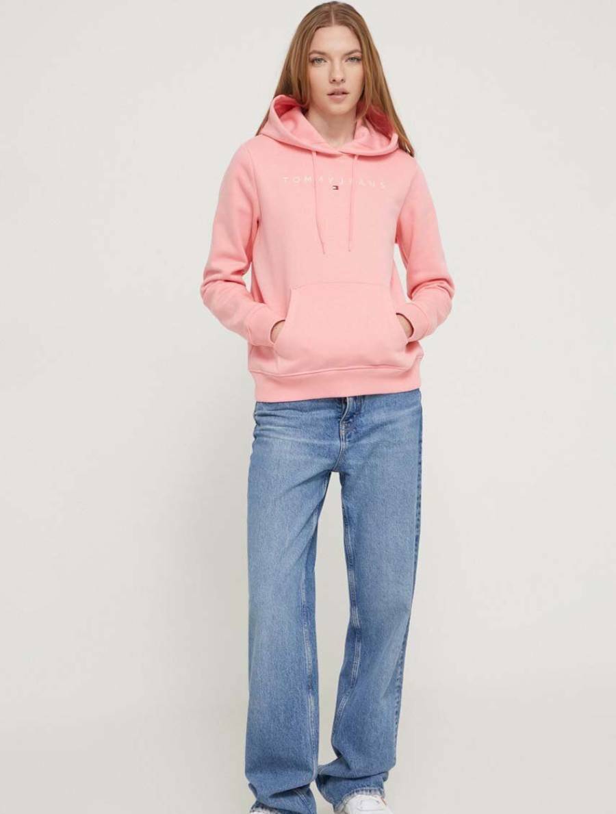 detail Tommy Jeans dámska ružová mikina