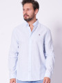 detail Tommy Jeans pánska svetlo modrá košeľa