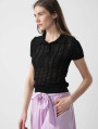 detail Guess dámske čierne pletené polo tričko