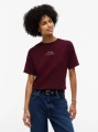 detail Tommy Hilfiger dámske tmavo vínové tričko