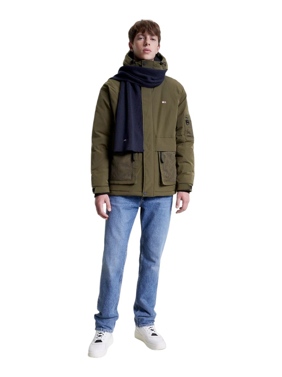 detail Tommy Jeans pánsky modrý šál