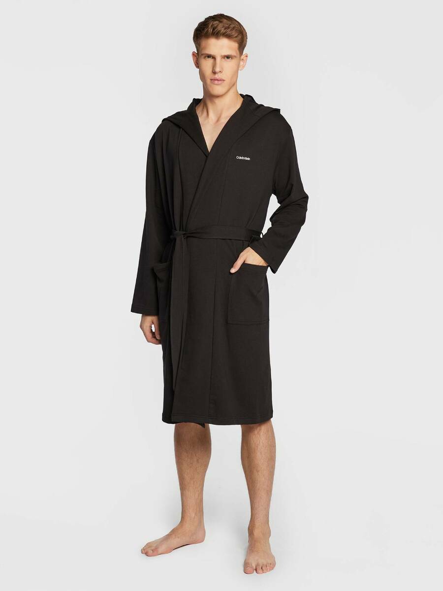 detail Calvin Klein pánsky čierny župan Robe