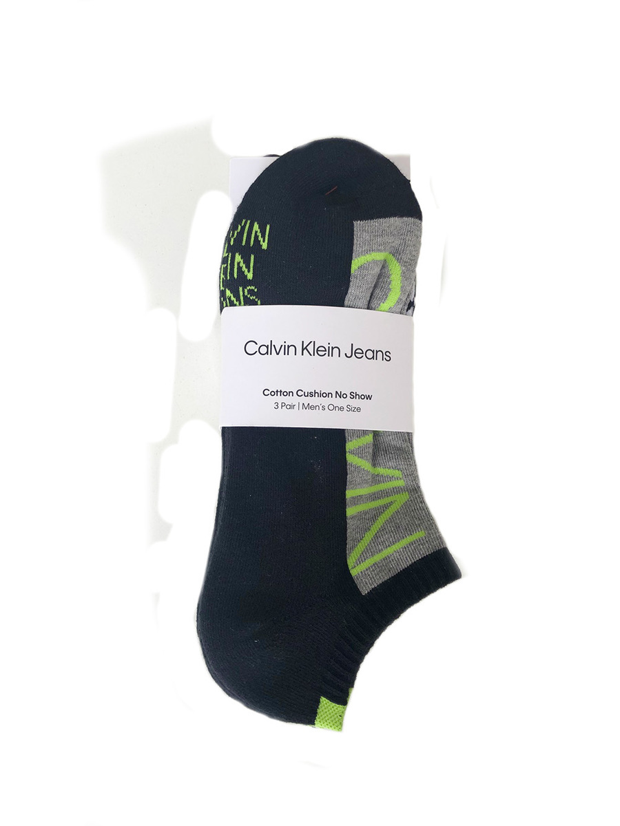 detail Calvin Klein pánske čiernošedé ponožky 3 pack