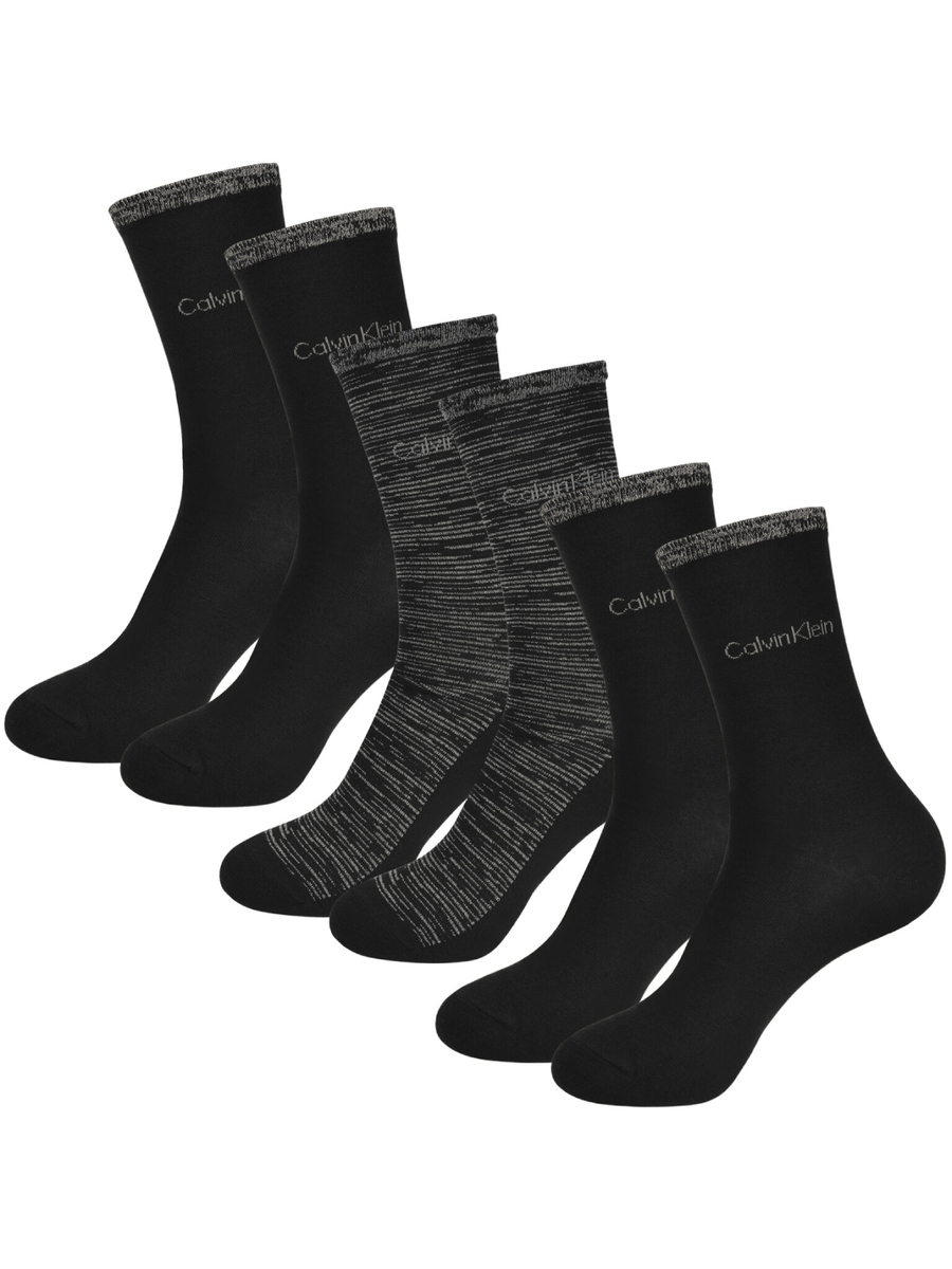detail Calvin Klein dámske čierne ponožky 3 pack