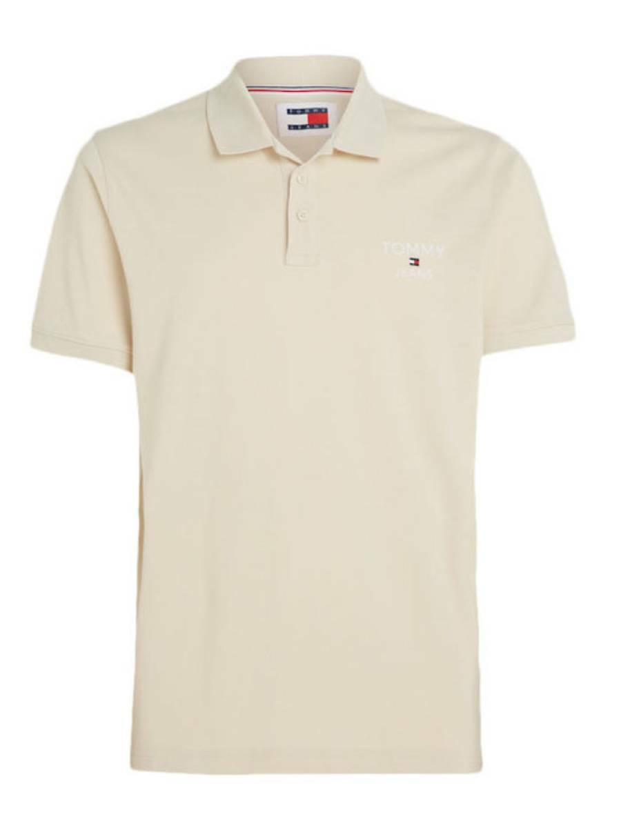 detail Tommy Jeans pánske béžové polo Slim
