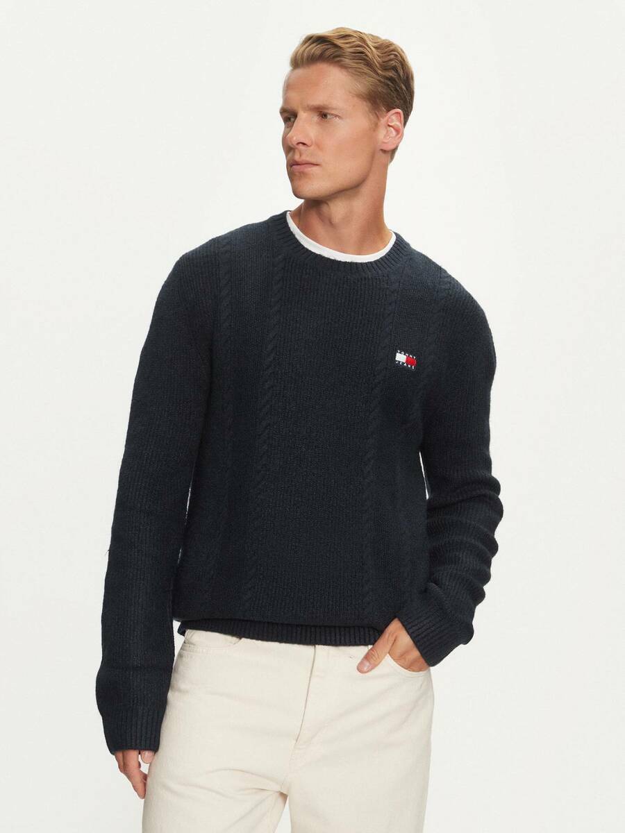 detail Tommy Jeans pánsky tmavomodrý sveter