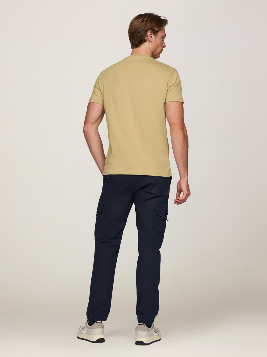 detail Tommy Jeans pánske béžové tričko