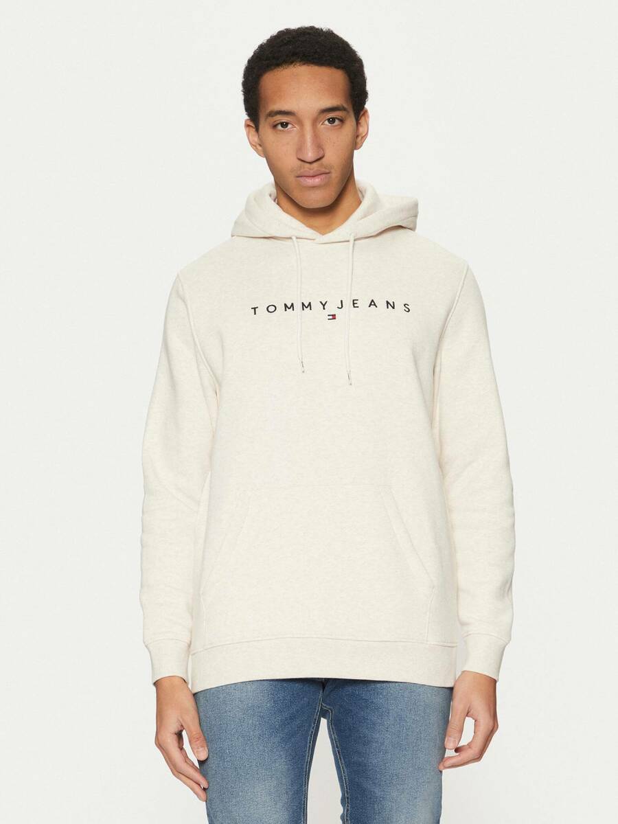 detail Tommy Jeans pánska krémová melírovaná mikina