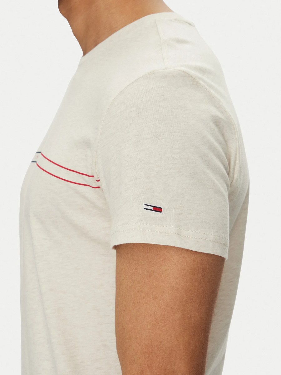 detail Tommy Jeans pánske krémové tričko