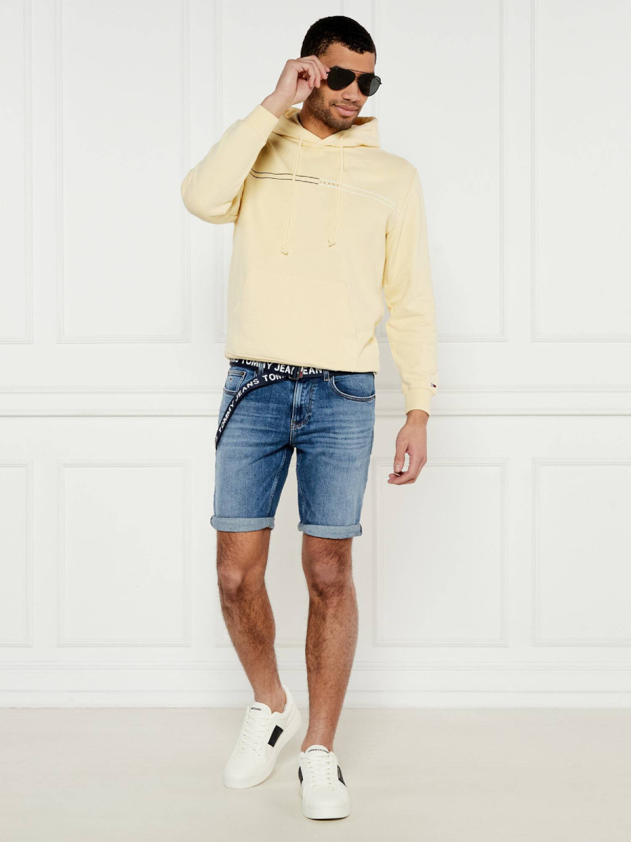 detail Tommy Jeans pánska žltá mikina