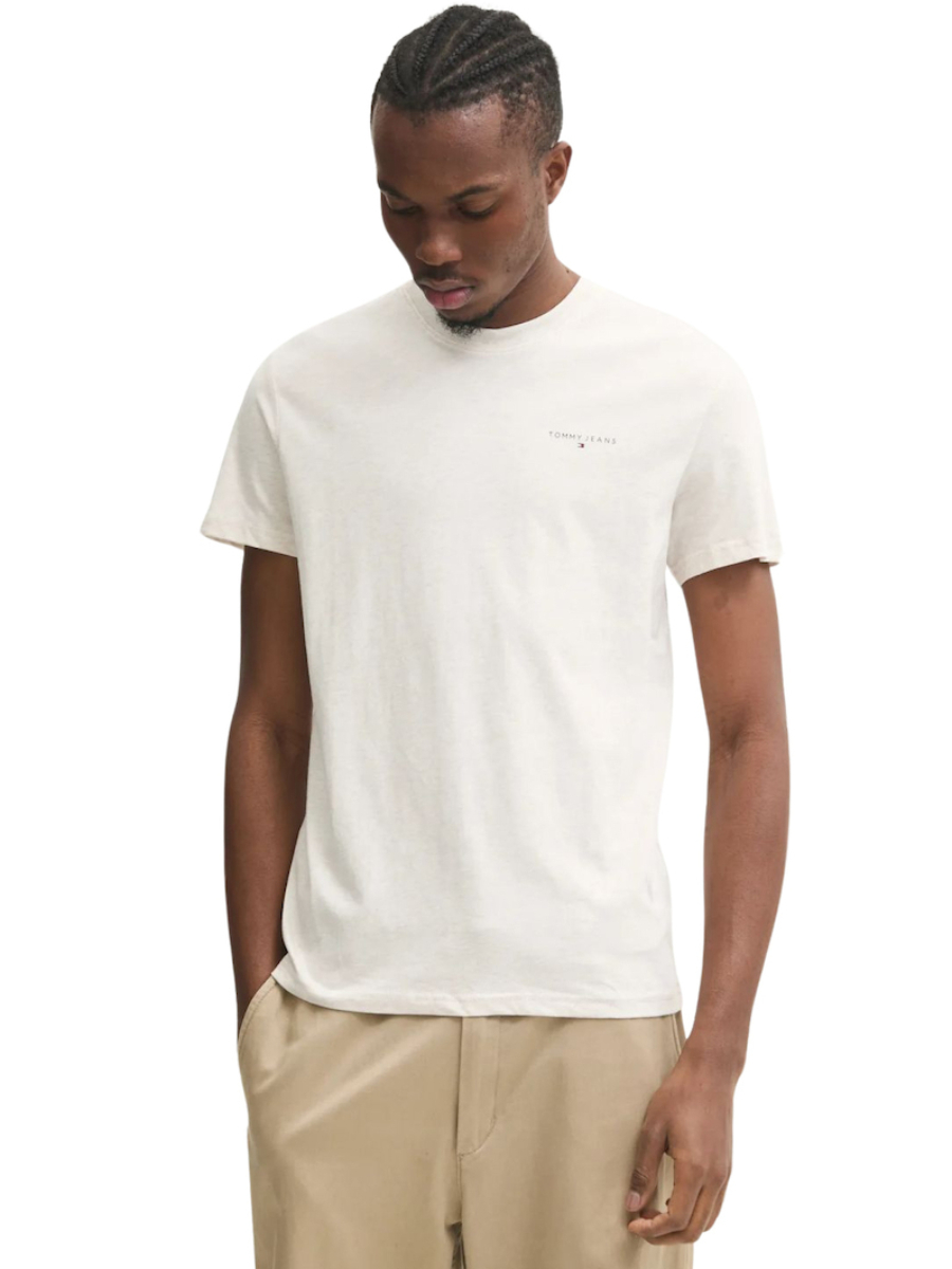 detail Tommy Jeans pánske krémové tričko
