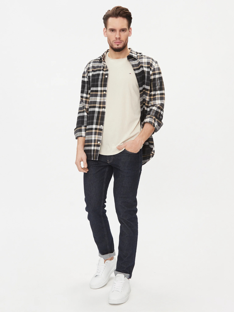 detail Tommy Jeans pánske krémové tričko