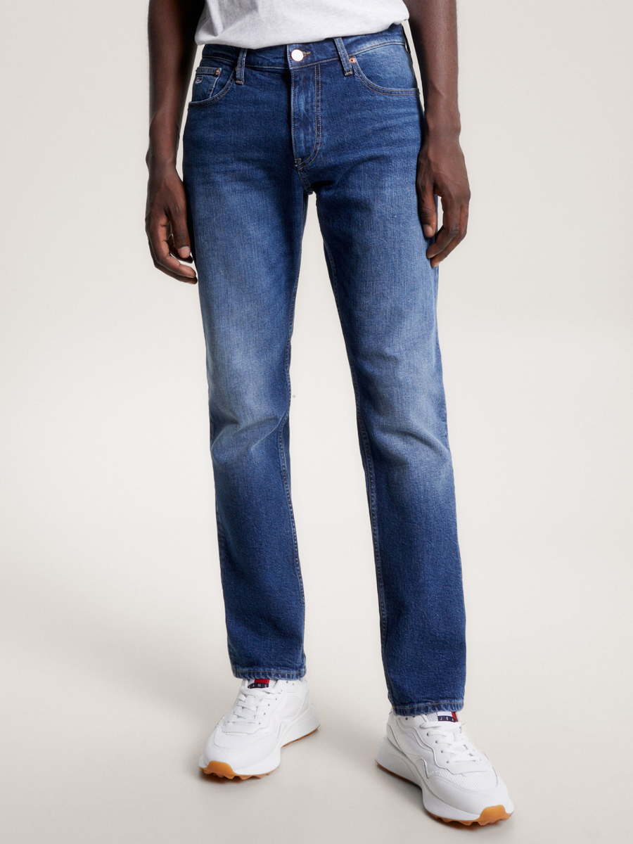 detail Tommy Jeans pánske modré džínsy