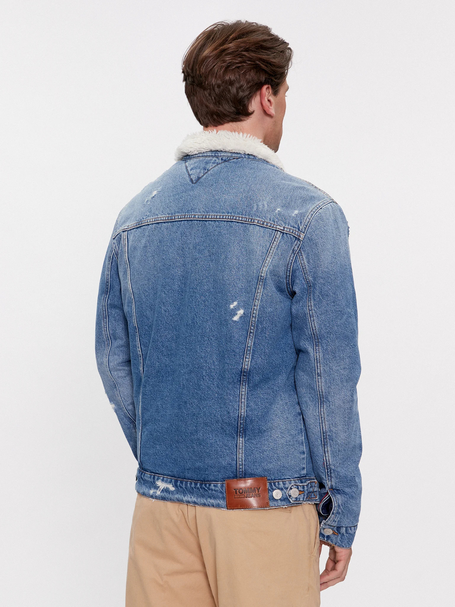 detail Tommy Jeans pánska modrá džínsová bunda