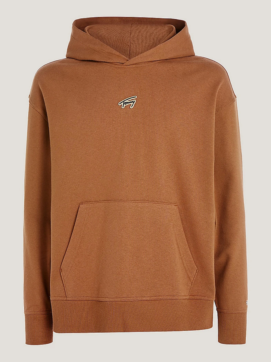 detail Tommy Jeans pánska hnedá mikina SIGNATURE