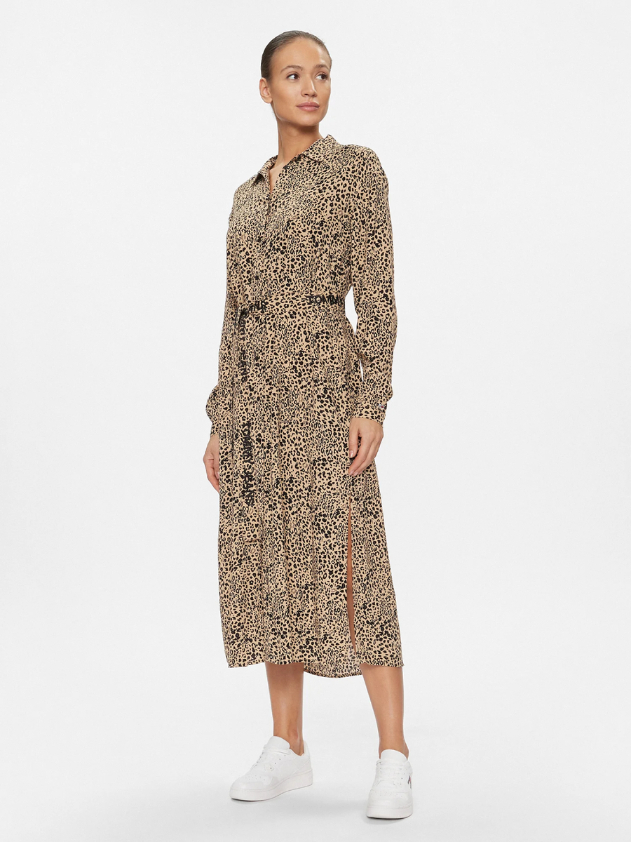 detail Tommy Jeans dámske béžové vzorované šaty