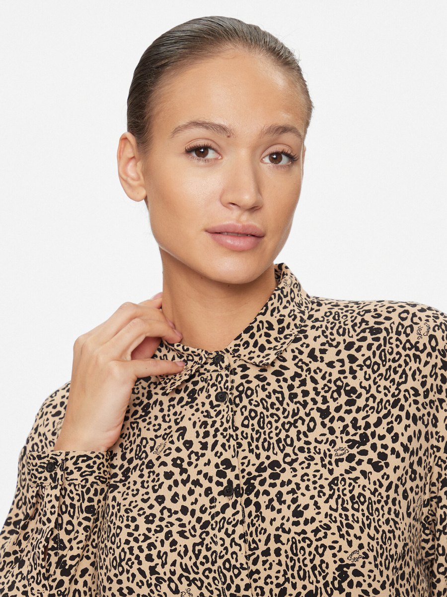 detail Tommy Jeans dámske béžové vzorované šaty