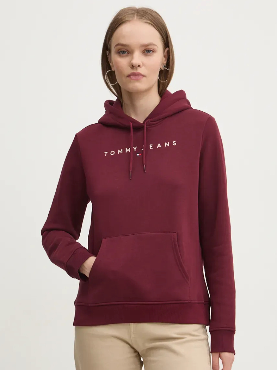 detail Tommy Jeans dámska vínová mikina