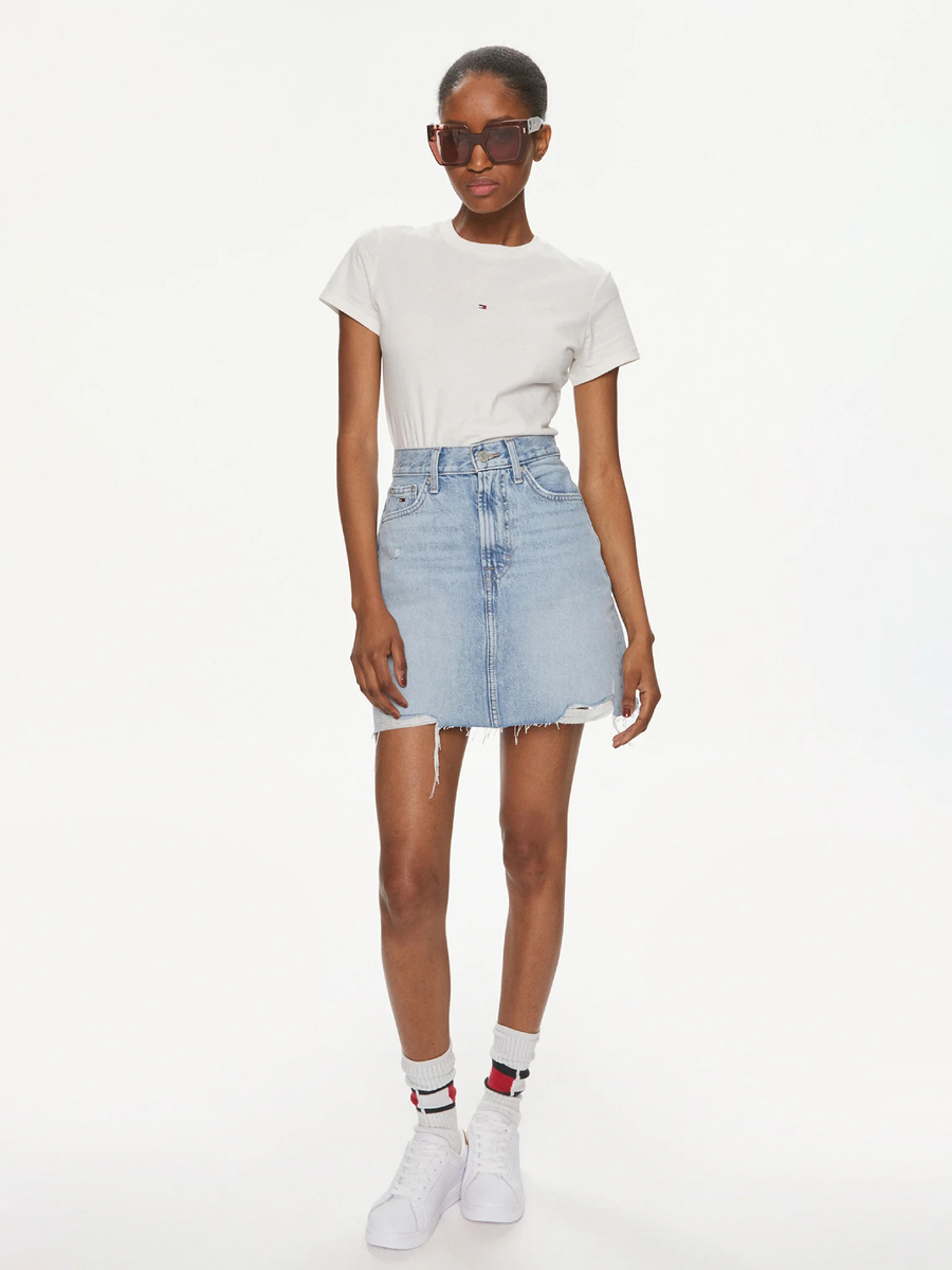 detail Tommy Jeans dámska džínsová sukňa