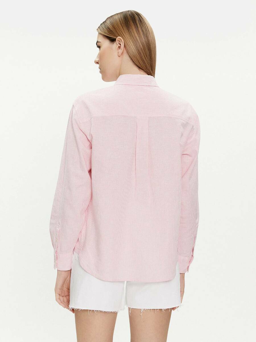 detail Tommy Jeans dámska pruhovaná ružová košeľa
