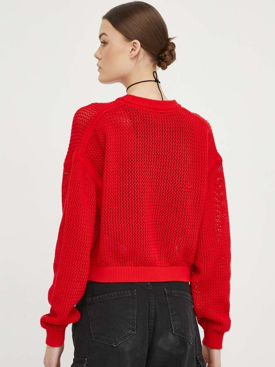 detail Tommy Hilfiger dámsky červený sveter
