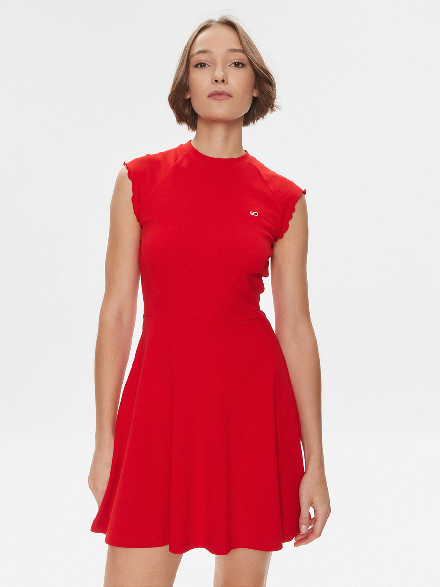 detail Tommy Jeans dámske červené šaty Babylock