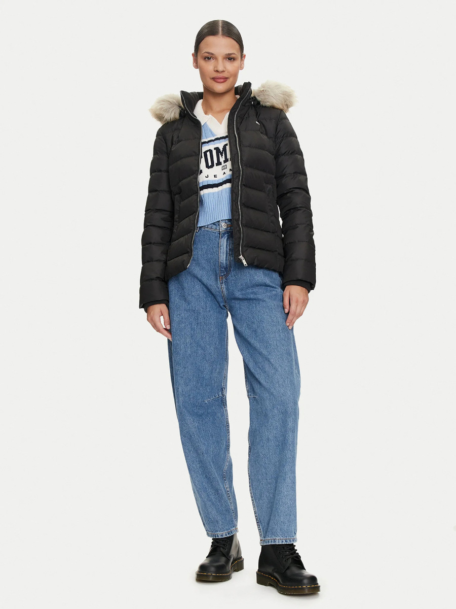 detail Tommy Jeans dámska čierna bunda