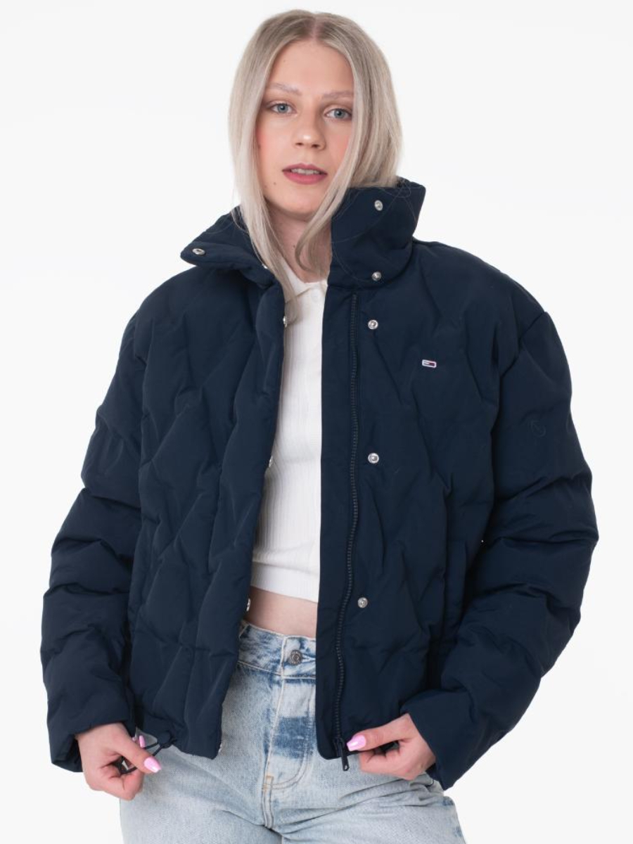 detail Tommy Jeans dámska tmavo modrá bunda