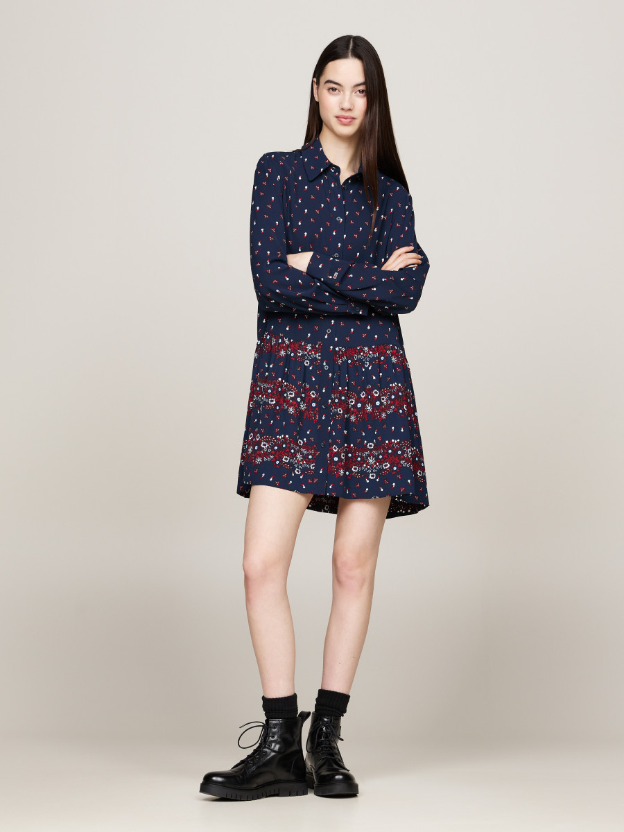 detail Tommy Jeans dámske modré šaty Floral