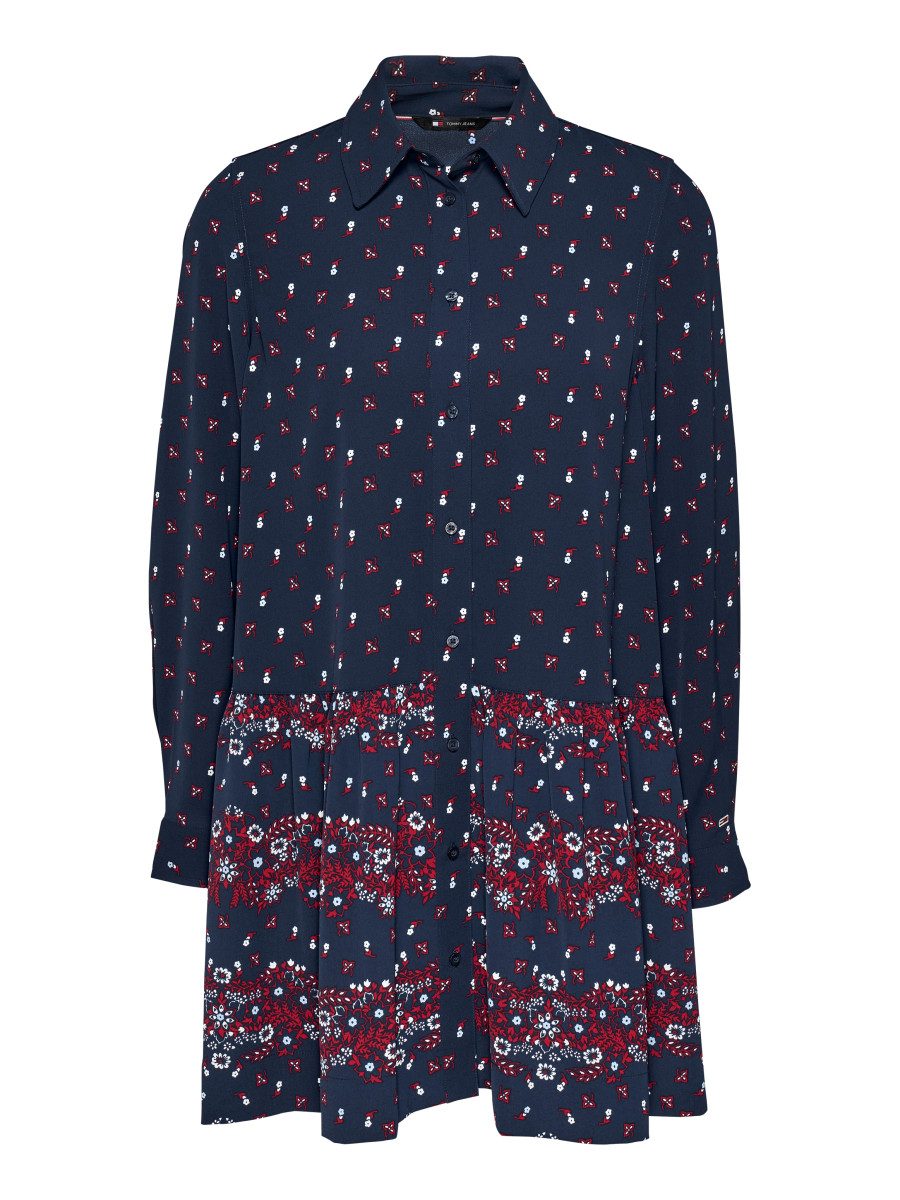detail Tommy Jeans dámske modré šaty Floral