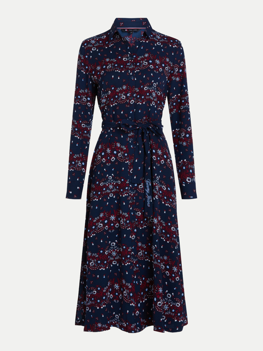 detail Tommy Jeans dámske tmavo modré šaty Floral