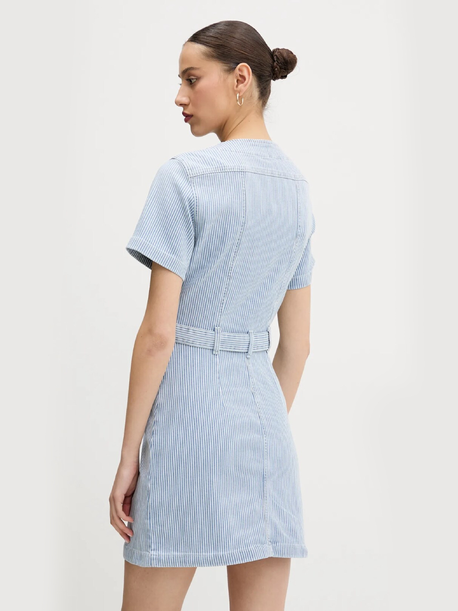 detail Tommy Jeans dámske modré džínsové šaty