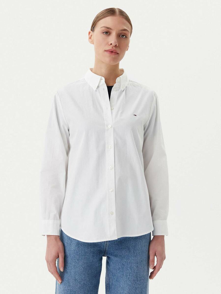 detail Tommy Jeans dámska biela košeľa