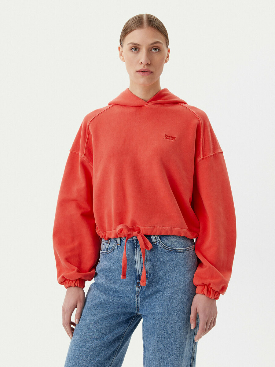 detail Tommy Jeans dámska oranžová mikina